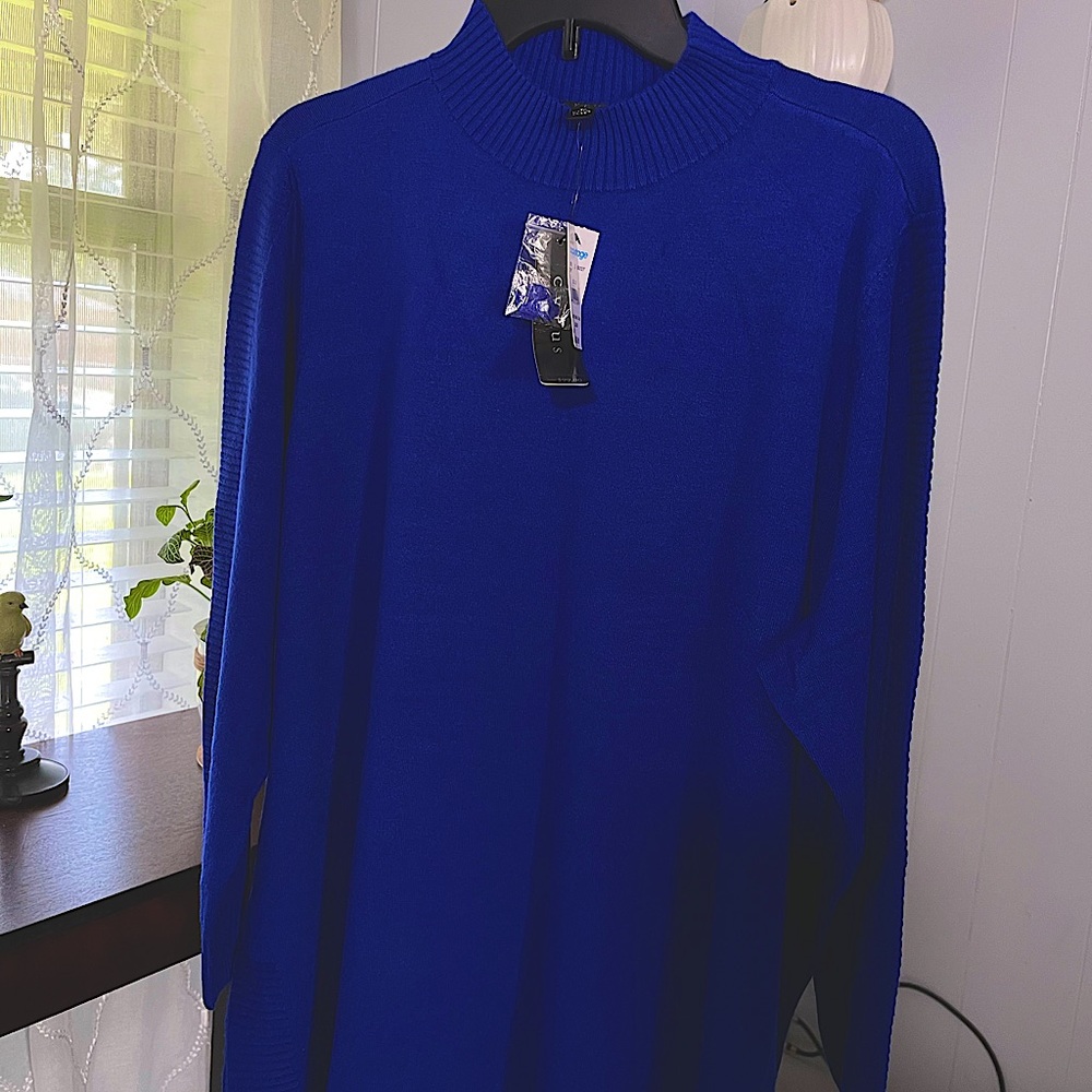 Macy’s Backstage NEW Solid Blue Tunic Sweater 2X